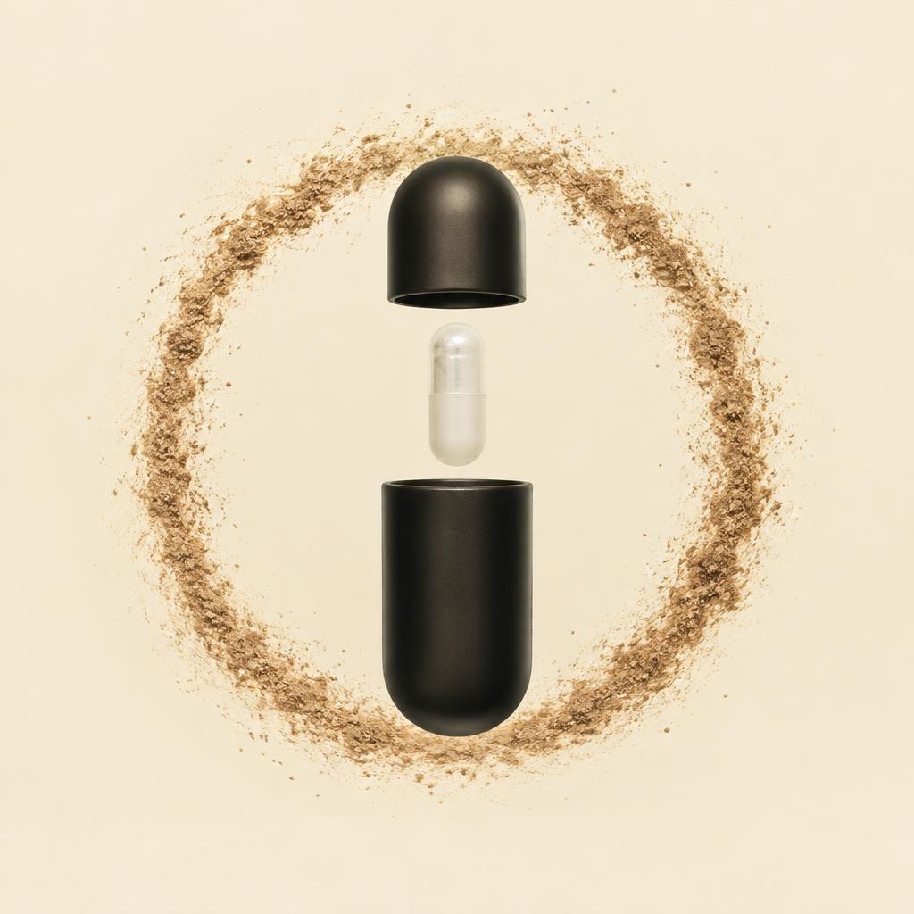 A FOCUS 01 capsule opened, showing the extracts inside